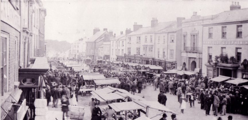 Honiton Market on the High Street near the former Dolphin Hotel